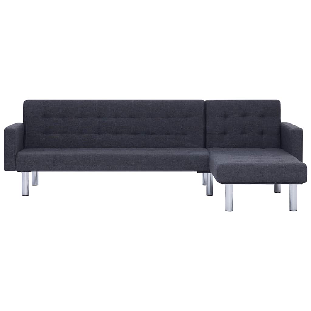 L-shaped Sofa Bed Dark grey Polyester