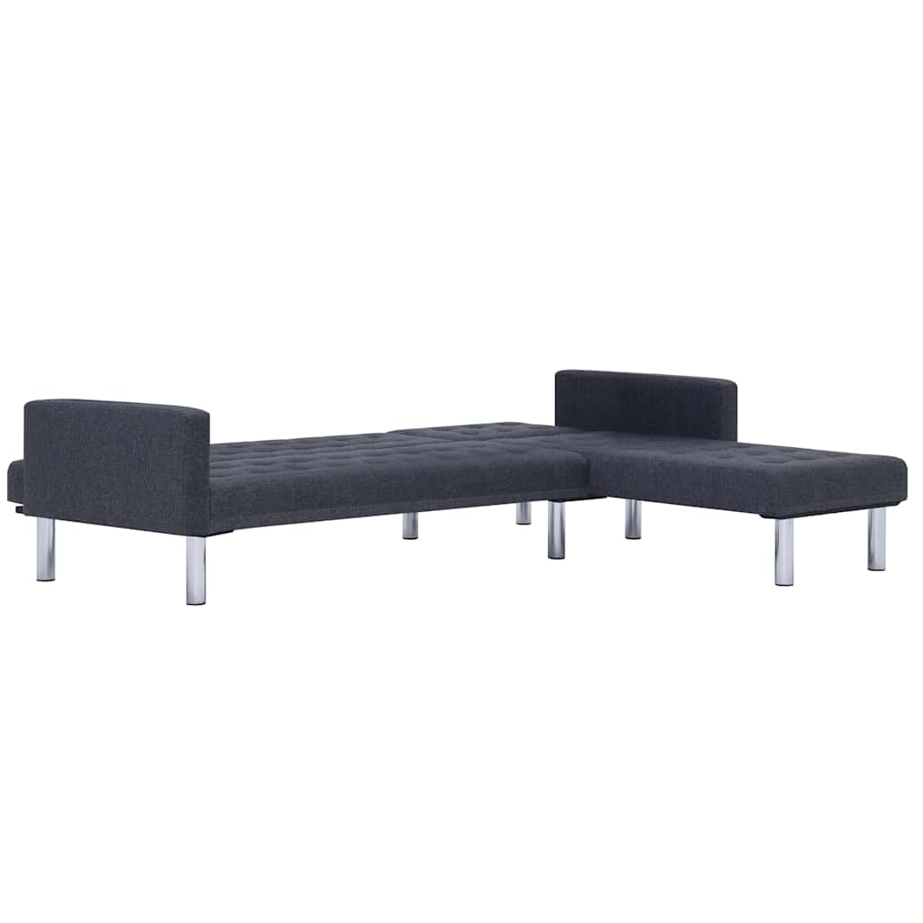 L-shaped Sofa Bed Dark grey Polyester