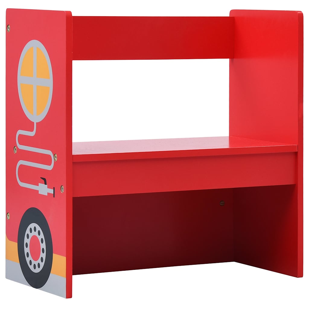 286190 vidaXL 3 Piece Kids Chair Table Set Fire Truck Design Wood