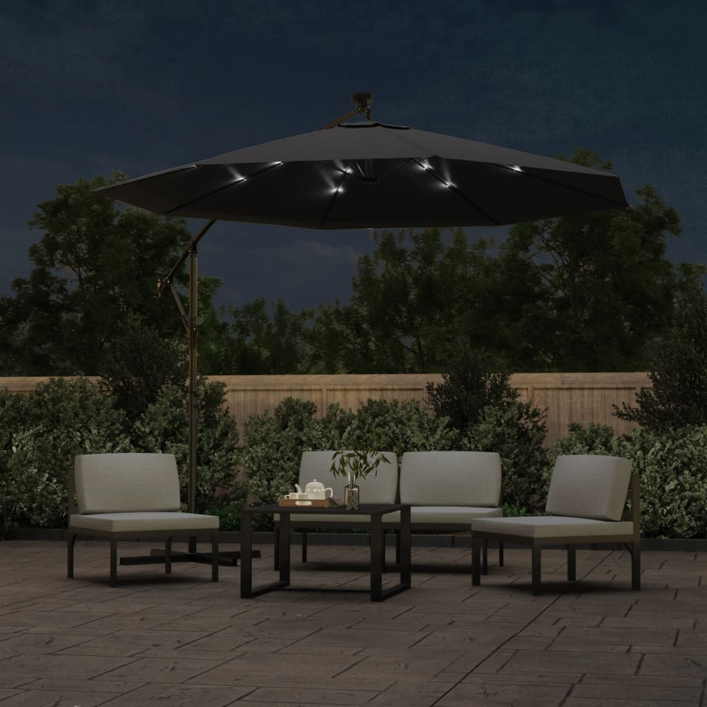 Cantilever Garden Parasol | Black | Polyester fabric, steel pole | Large