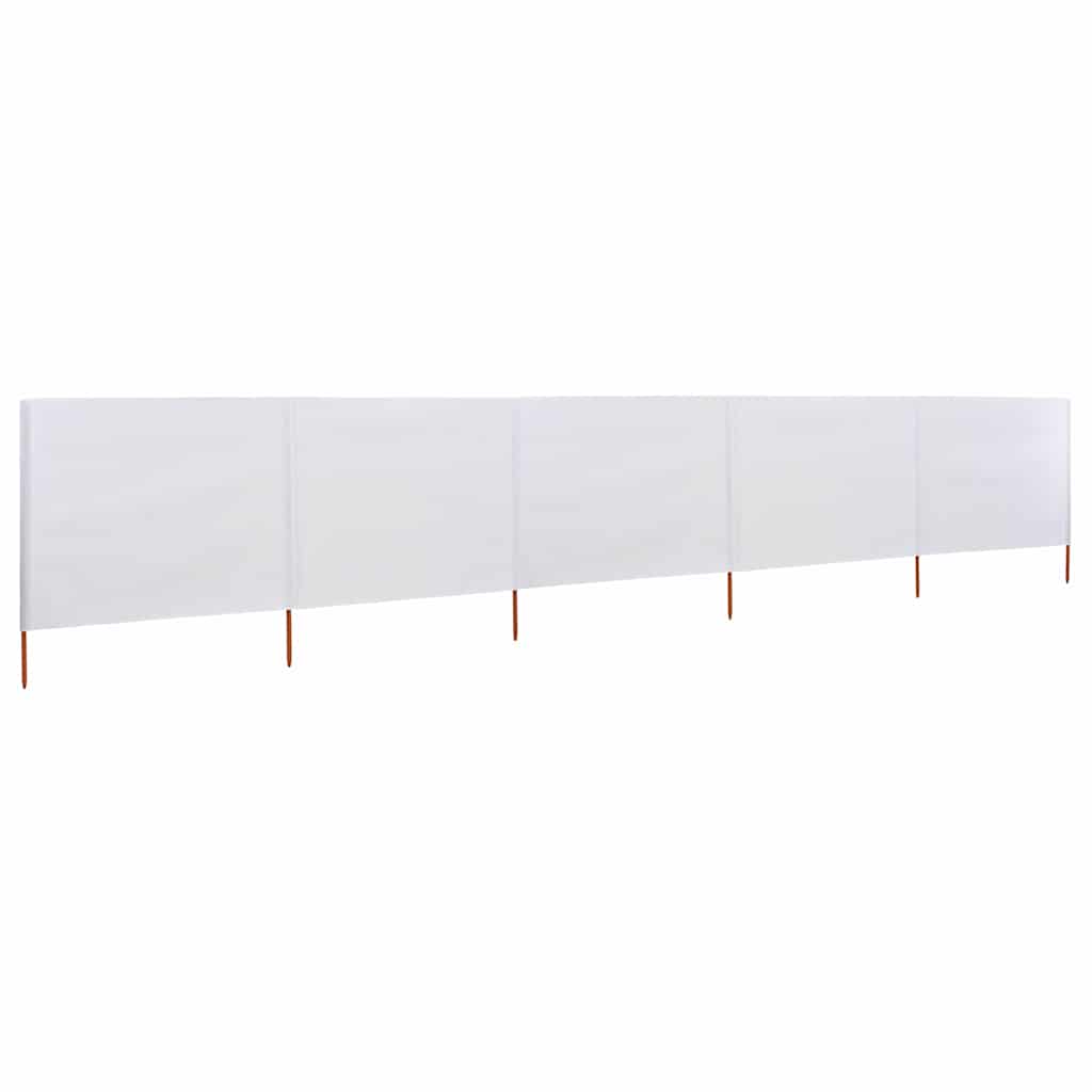 5-panel Wind Screen Fabric 600x120 cm Sand White