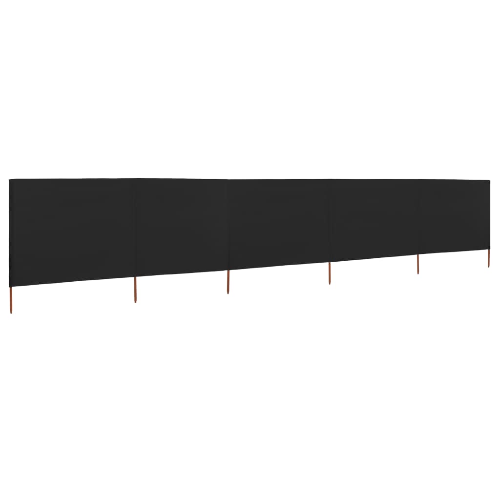 5-panel Wind Screen Fabric 600x120 cm Black