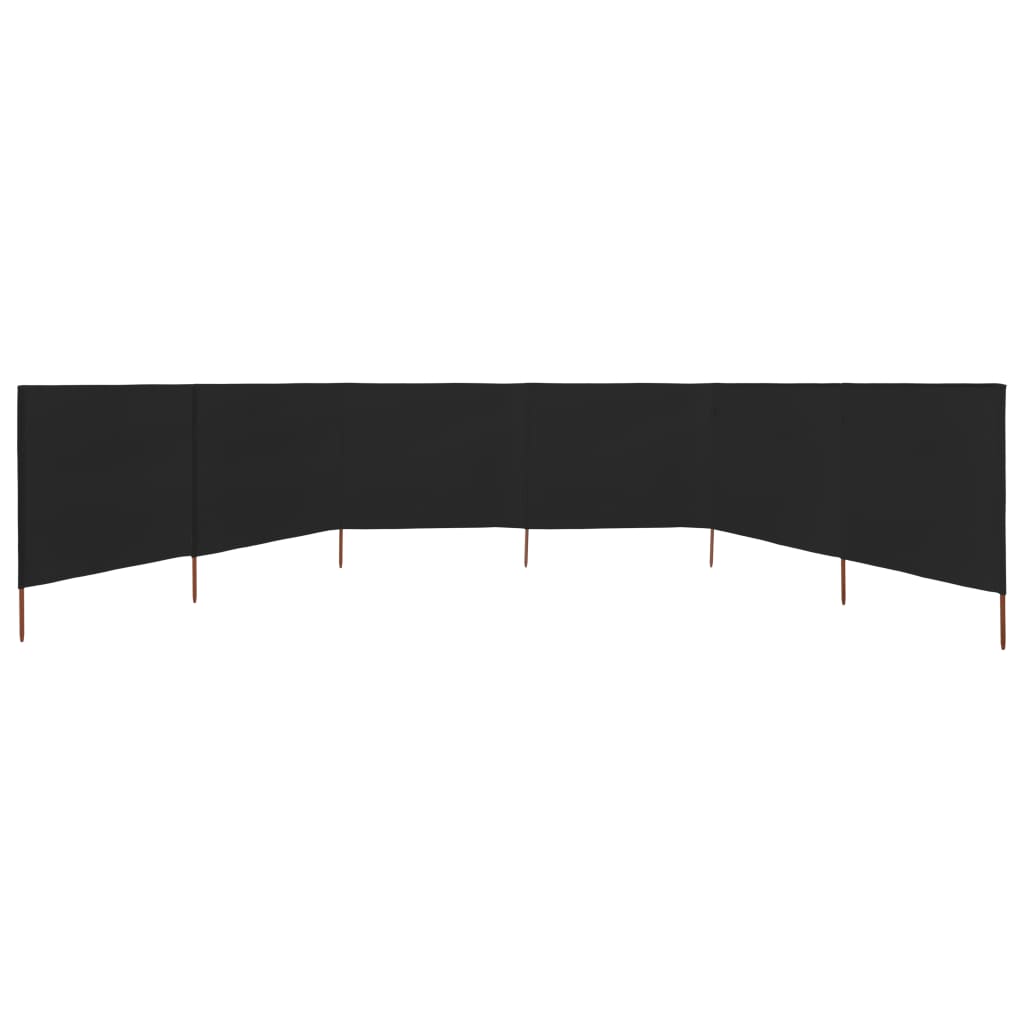 6-panel Wind Screen Fabric 800x120 cm Black