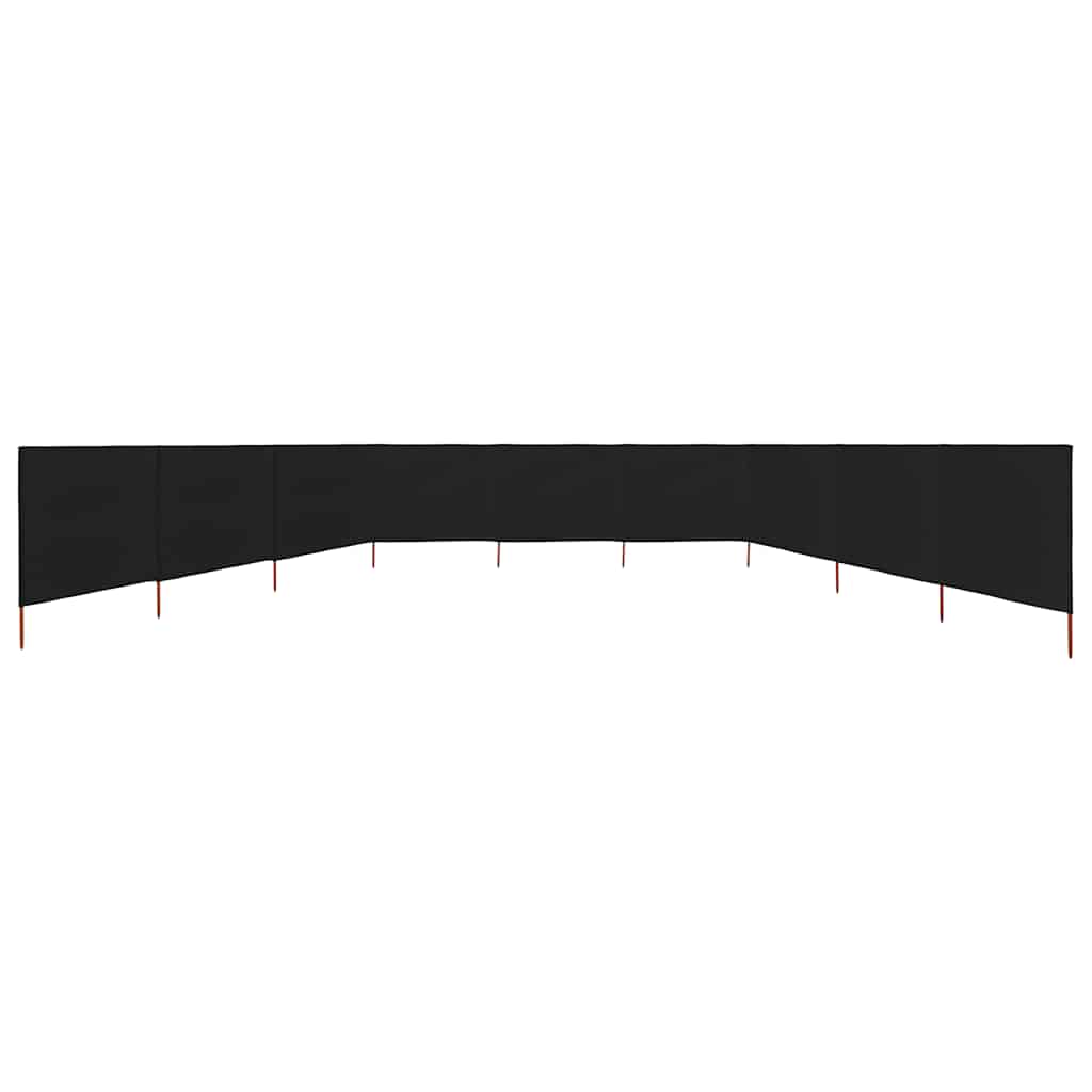 47202 vidaXL 9-panel Wind Screen Fabric 1200x160 cm Black