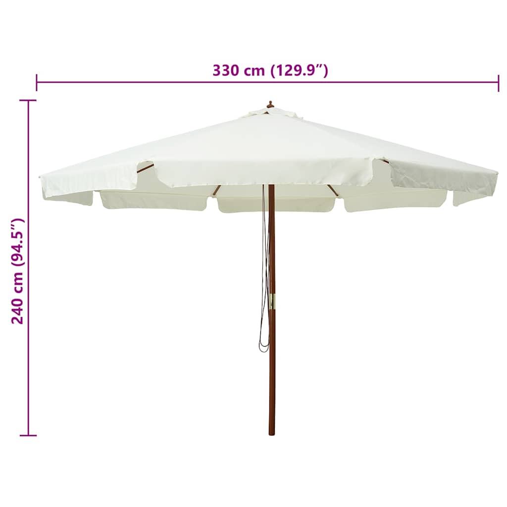 47212 vidaXL Outdoor Parasol with Wooden Pole 330 cm Sand White