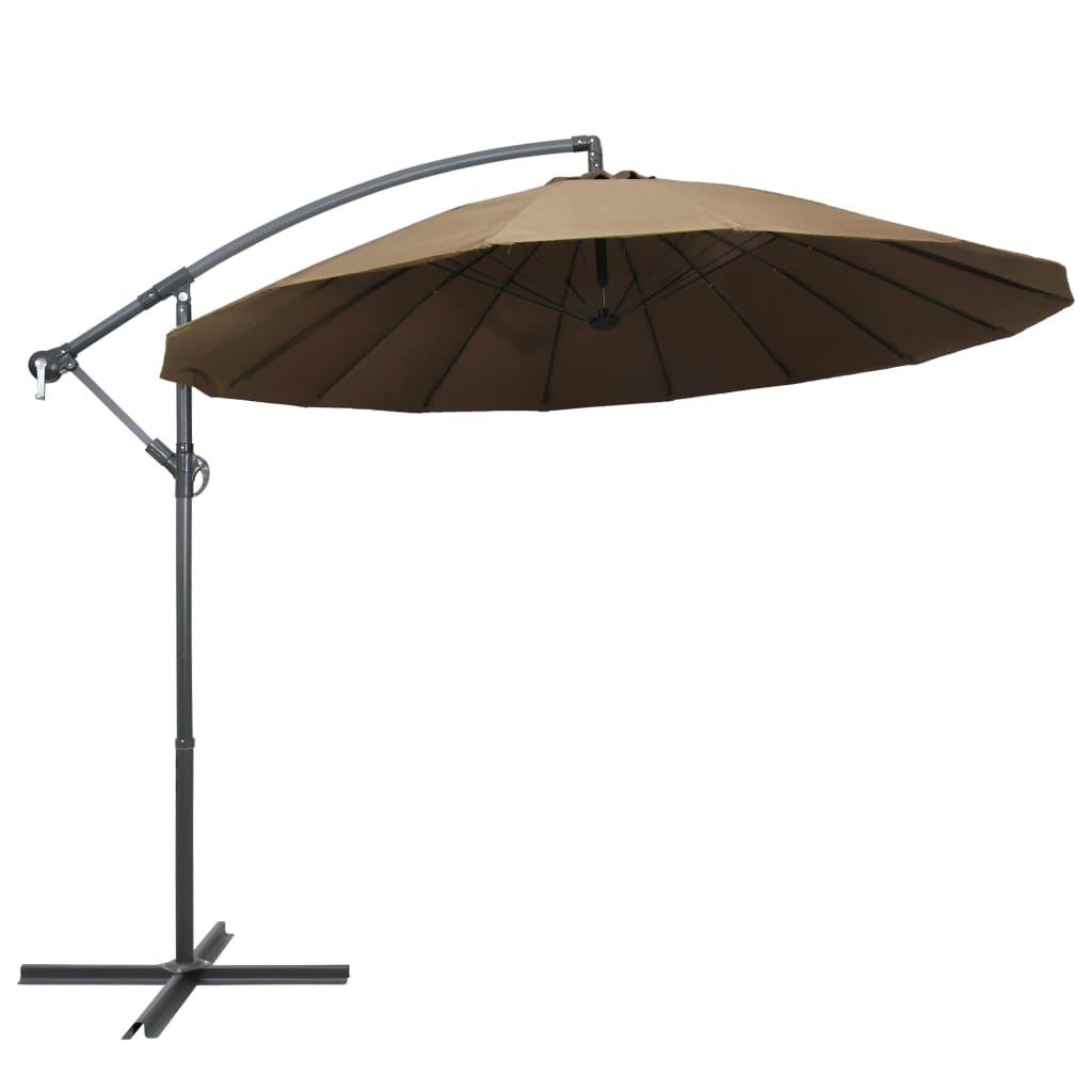 vidaXL Hanging Garden Parasol Taupe 3 m Aluminium Pole