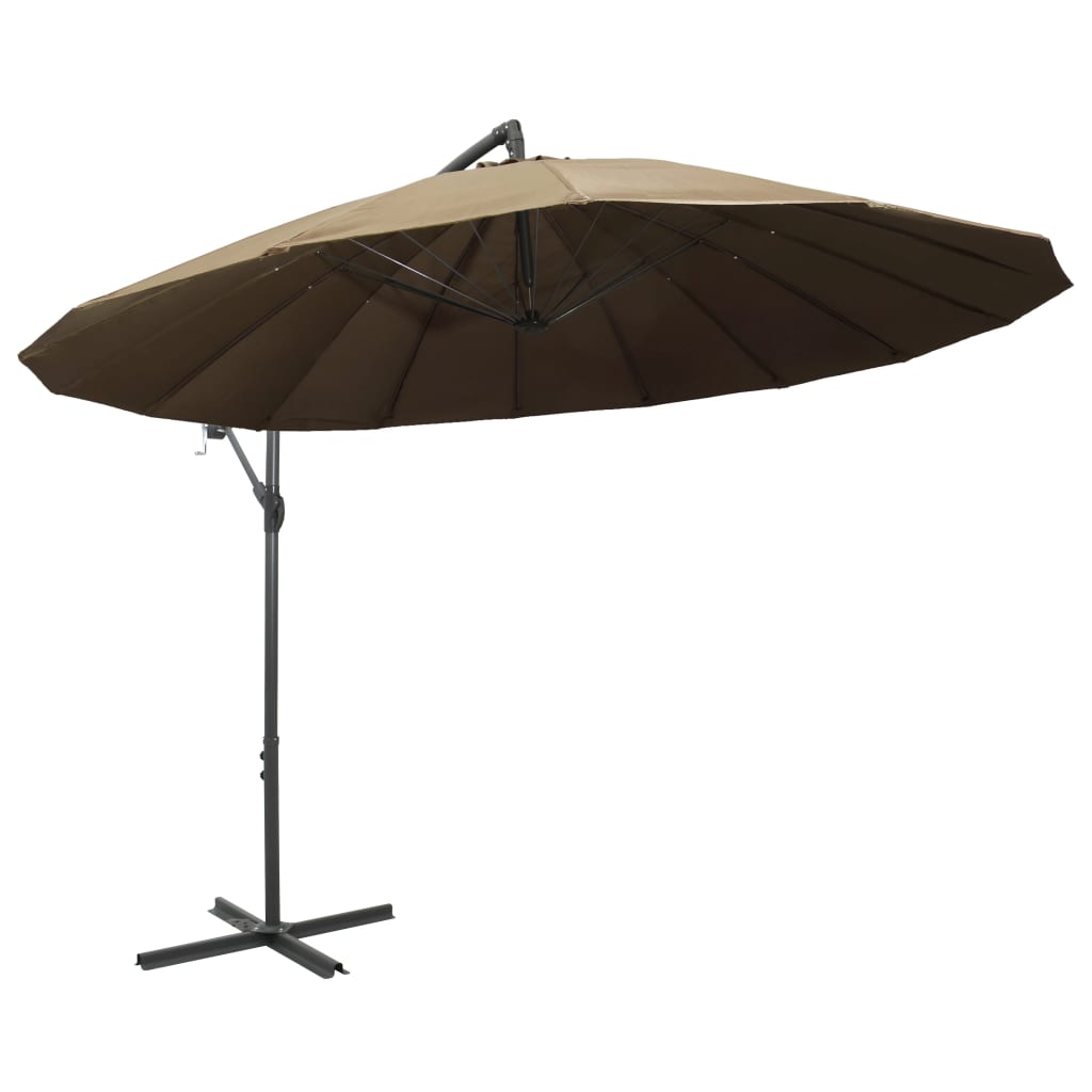 vidaXL Hanging Garden Parasol Taupe 3 m Aluminium Pole