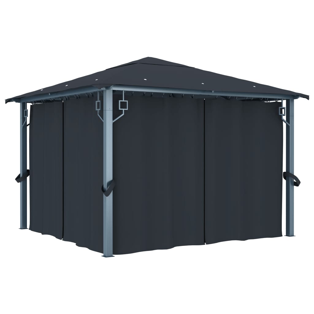 vidaXL Gazebo with Curtain 300x300 cm Anthracite Aluminium