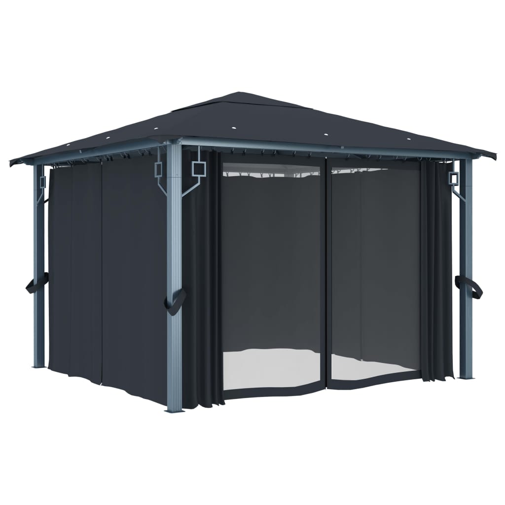 vidaXL Gazebo with Curtain 300x300 cm Anthracite Aluminium