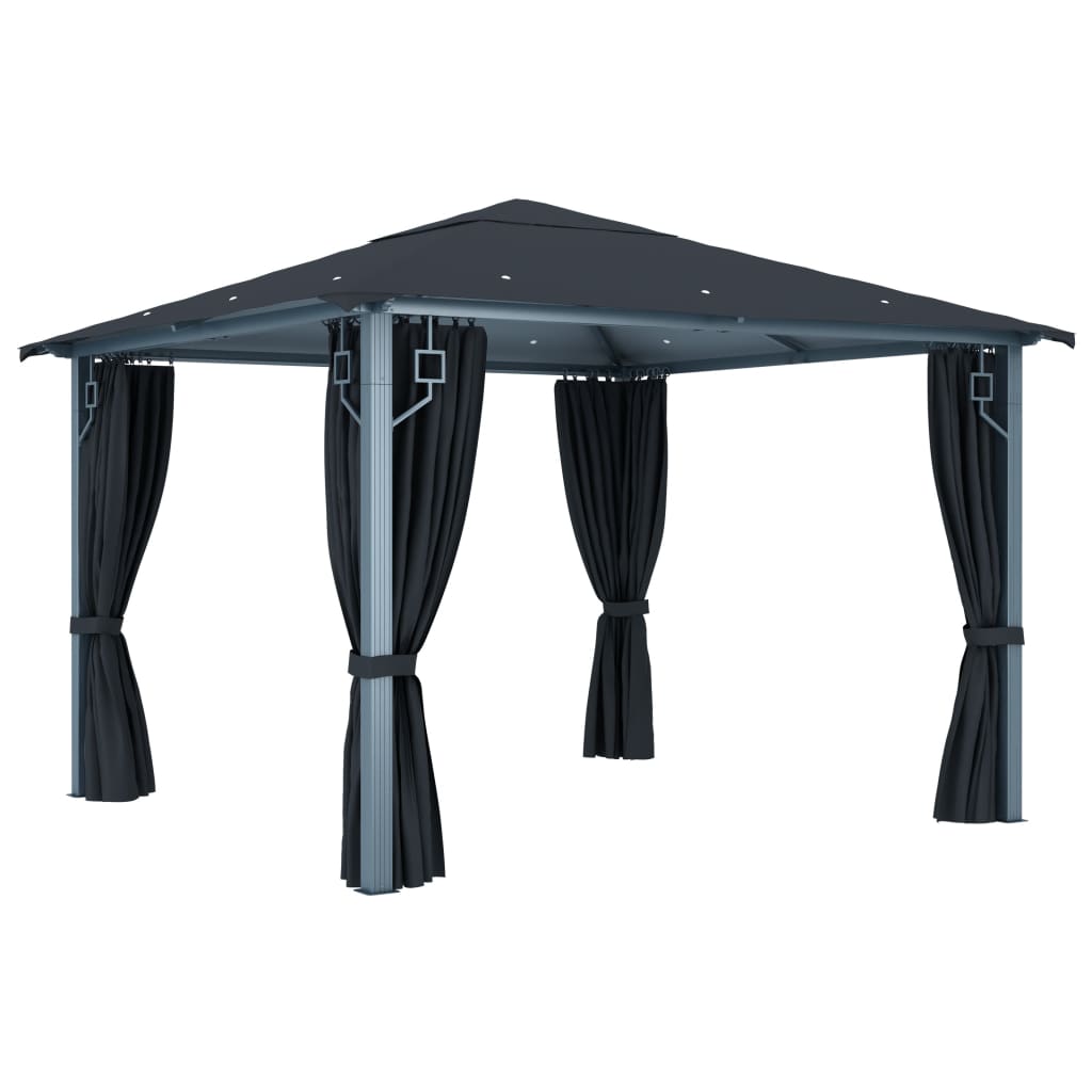 vidaXL Gazebo with Curtain 300x300 cm Anthracite Aluminium