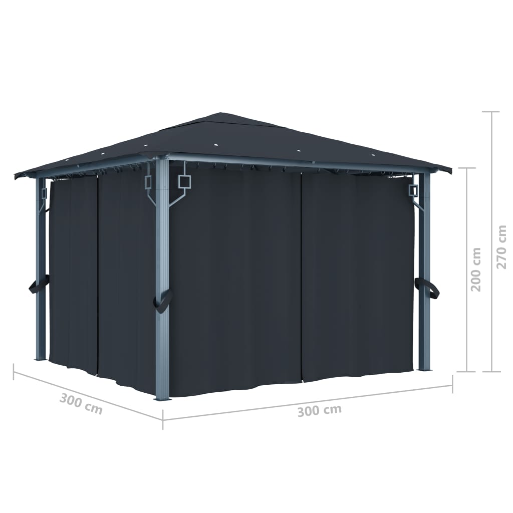 vidaXL Gazebo with Curtain 300x300 cm Anthracite Aluminium