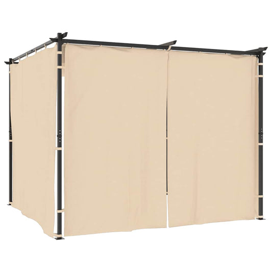 vidaXL Gazebo with Curtains 3x3 m Cream Steel