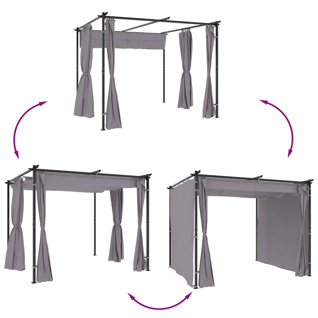 vidaXL Gazebo with Curtains 3x3 m Anthracite Steel