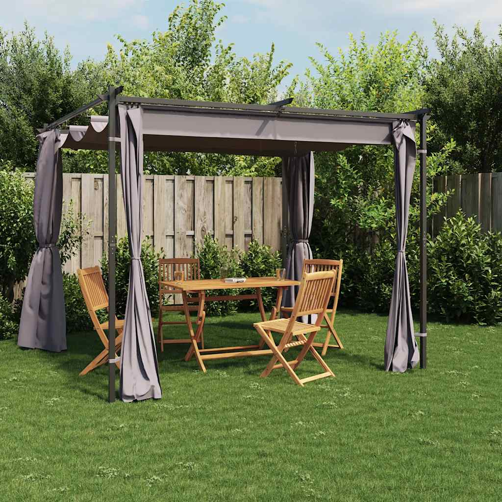 vidaXL Gazebo with Curtains 3x3 m Anthracite Steel