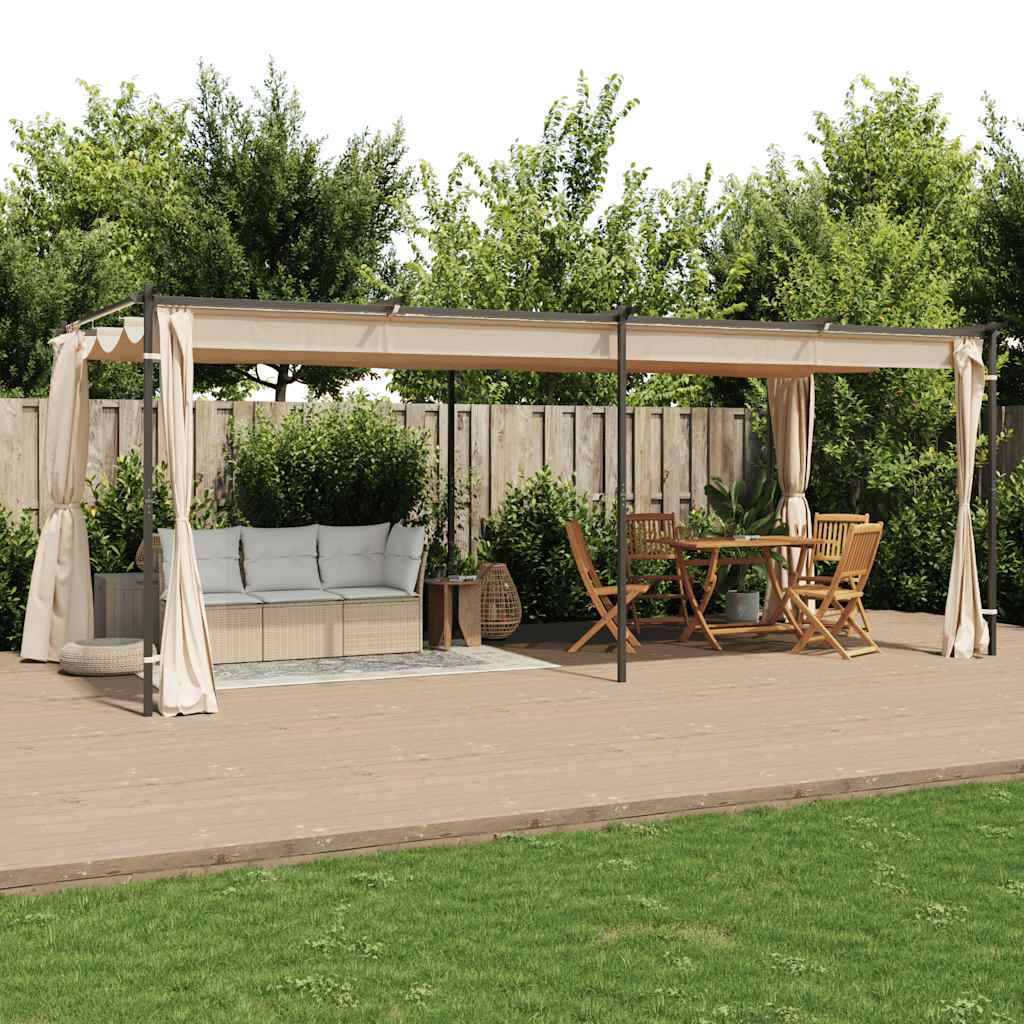 vidaXL Gazebo with Curtains 3x6 m Cream Steel