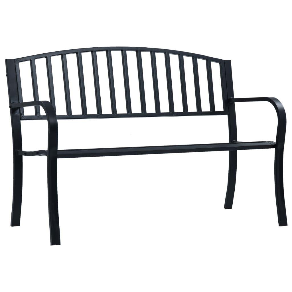 Garden Bench | Black | Steel | 125 cm | Durable | Garden Bench