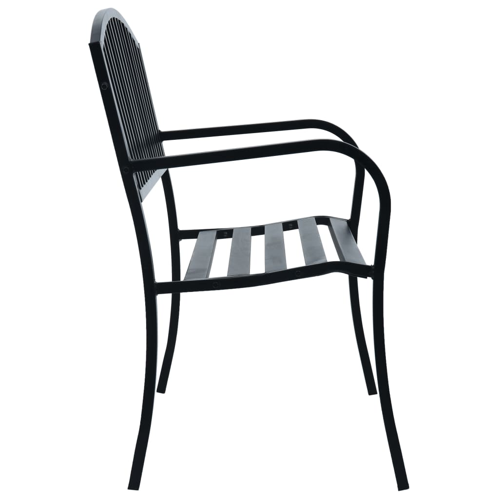 Garden Bench | Black | Steel | 125 cm | Durable | Garden Bench