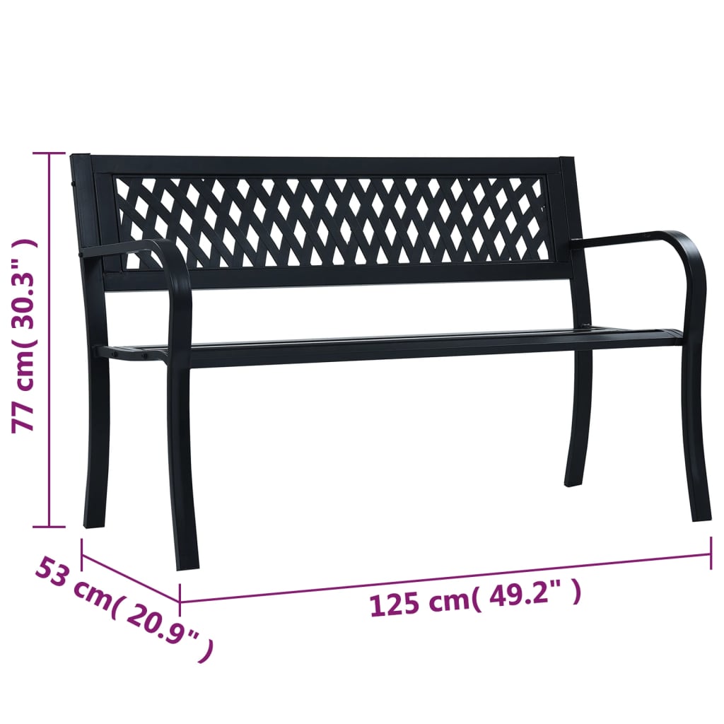 Garden Bench | Black | Steel | Standard | Durable | Garden Bench
