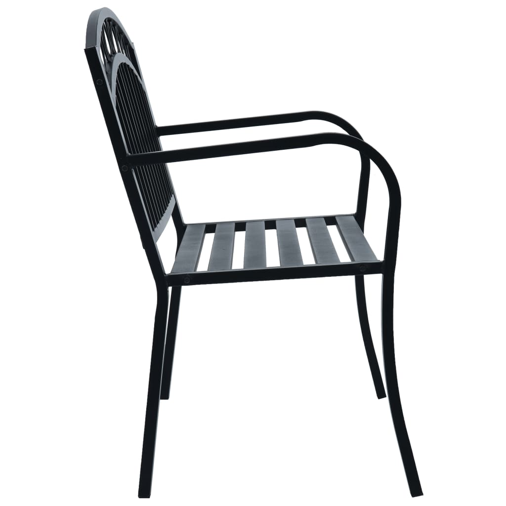 Garden Bench | Black | Steel | 125 cm wide | Durable