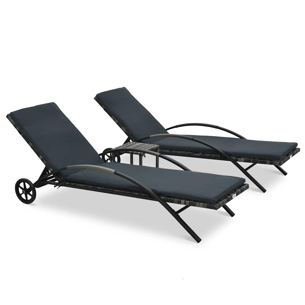 Sun Lounger | Anthracite and Grey | PE Rattan and Powder-Coated Steel