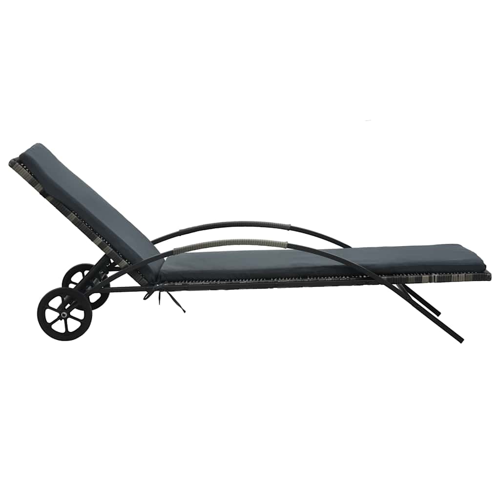 Sun Lounger | Anthracite and Grey | PE Rattan and Powder-Coated Steel