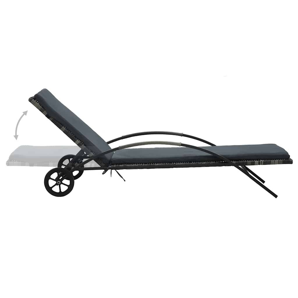 Sun Lounger | Anthracite and Grey | PE Rattan and Powder-Coated Steel
