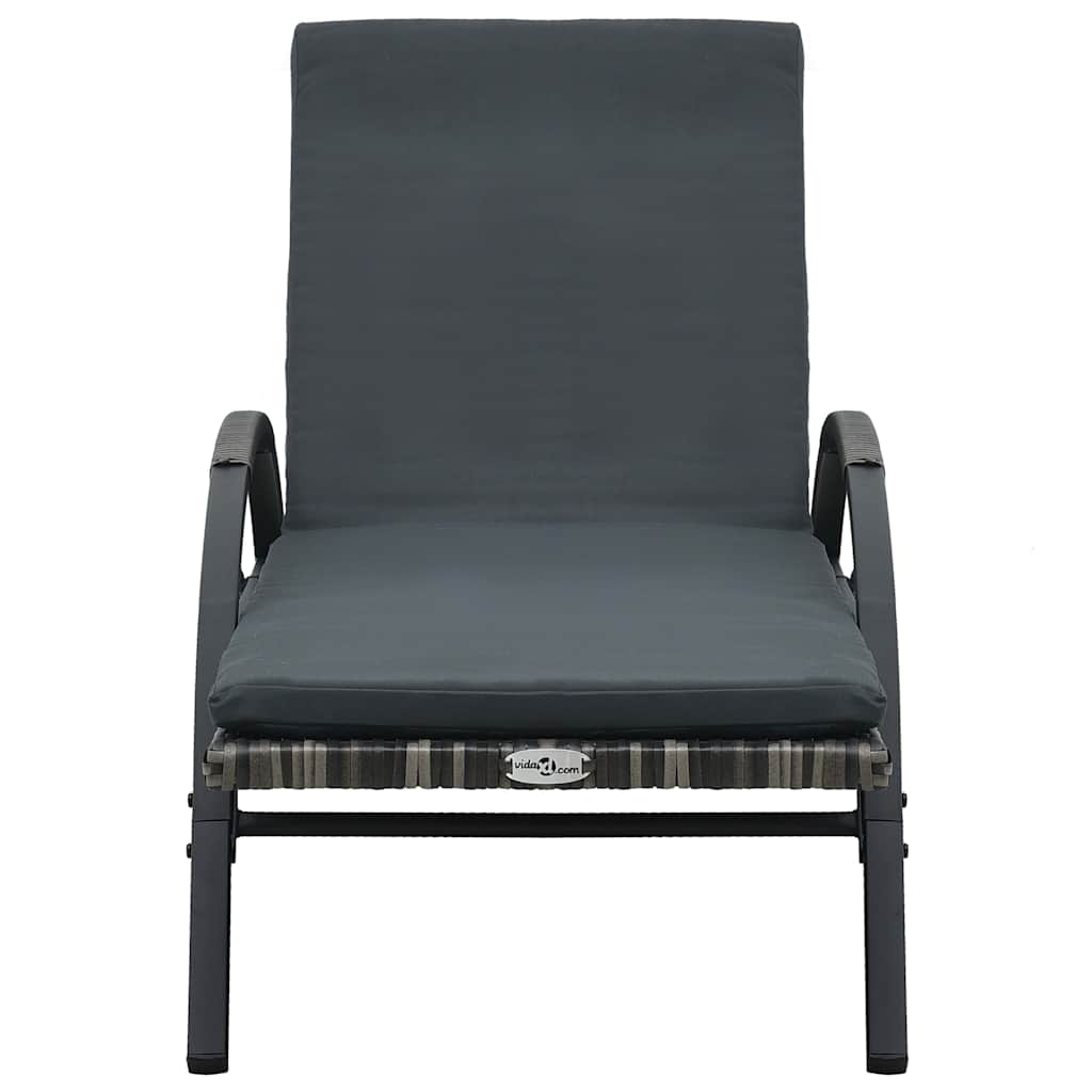 Sun Lounger | Anthracite and Grey | PE Rattan and Powder-Coated Steel
