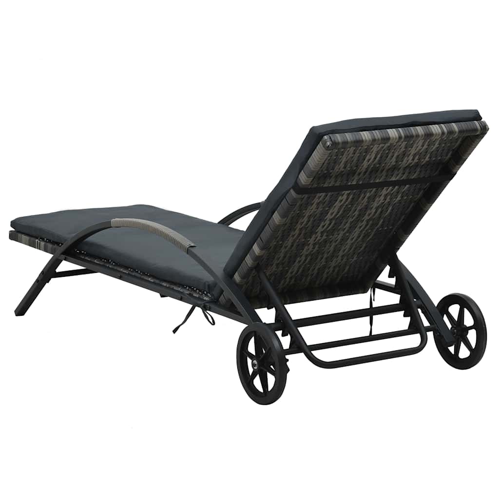 Sun Lounger | Anthracite and Grey | PE Rattan and Powder-Coated Steel
