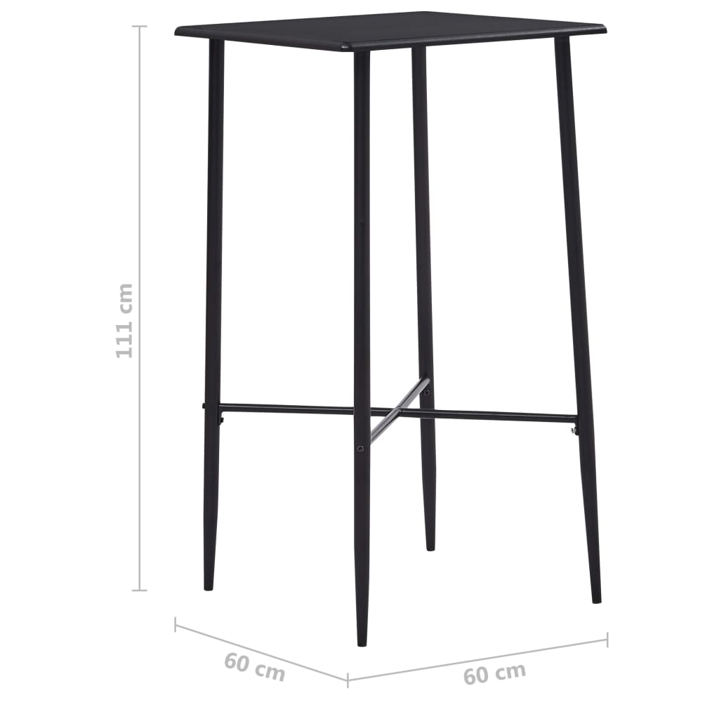 vidaXL Bar Table Black 60x60x111 cm MDF