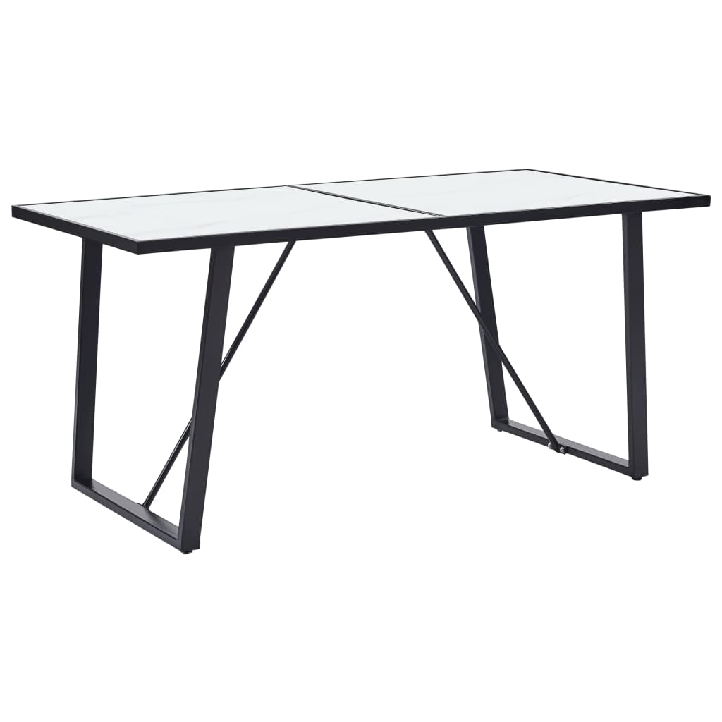 vidaXL Dining Table White 160x80x75 cm Tempered Glass