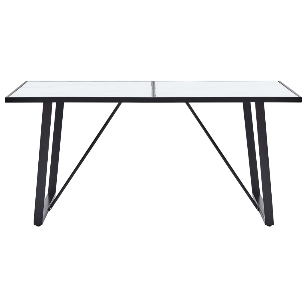 vidaXL Dining Table White 160x80x75 cm Tempered Glass