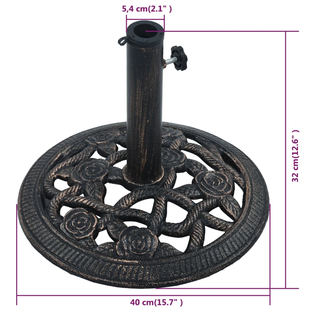 vidaXL Umbrella Base Black and Bronze 9 kg 40 cm Cast Iron