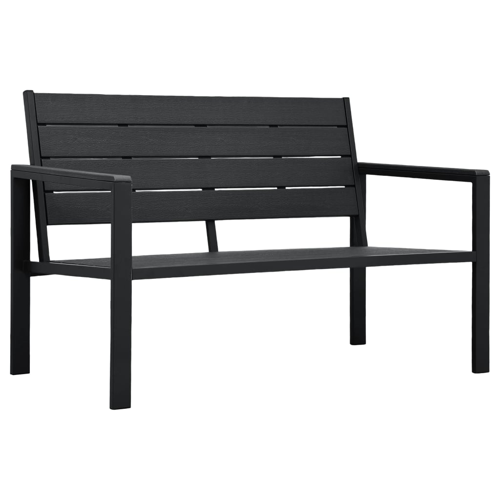 vidaXL Garden Bench 120 cm HDPE Black Wood Look