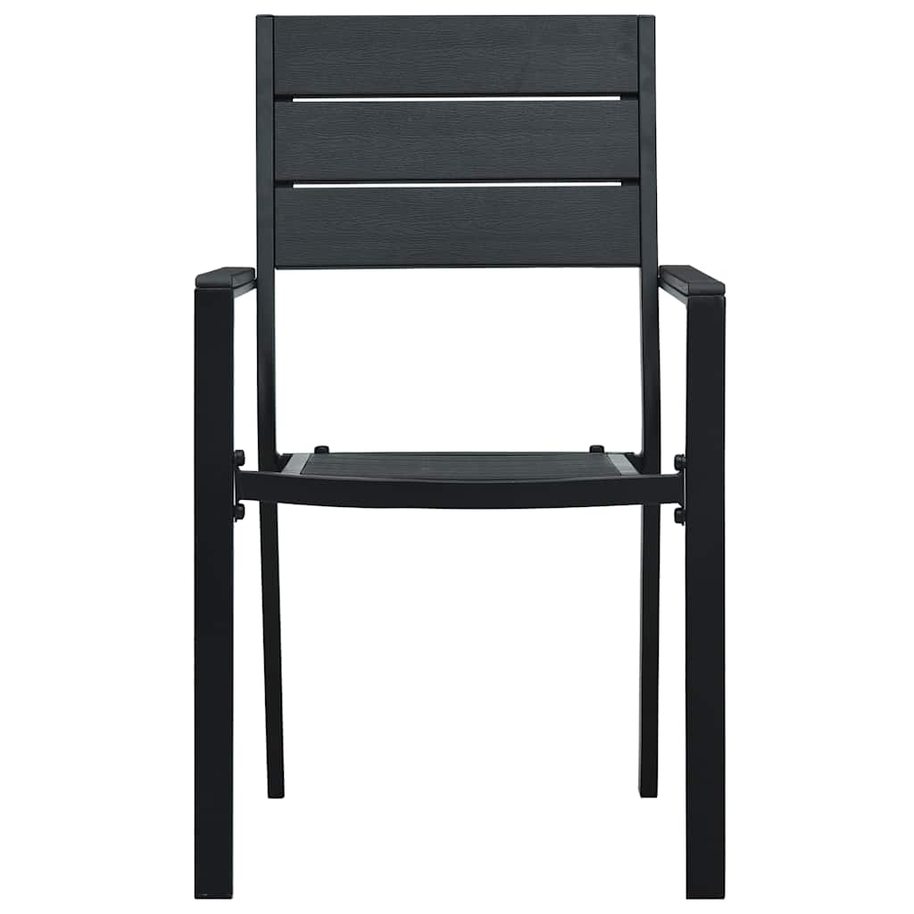 Garden Chairs 4 pcs Black HDPE Wood Look