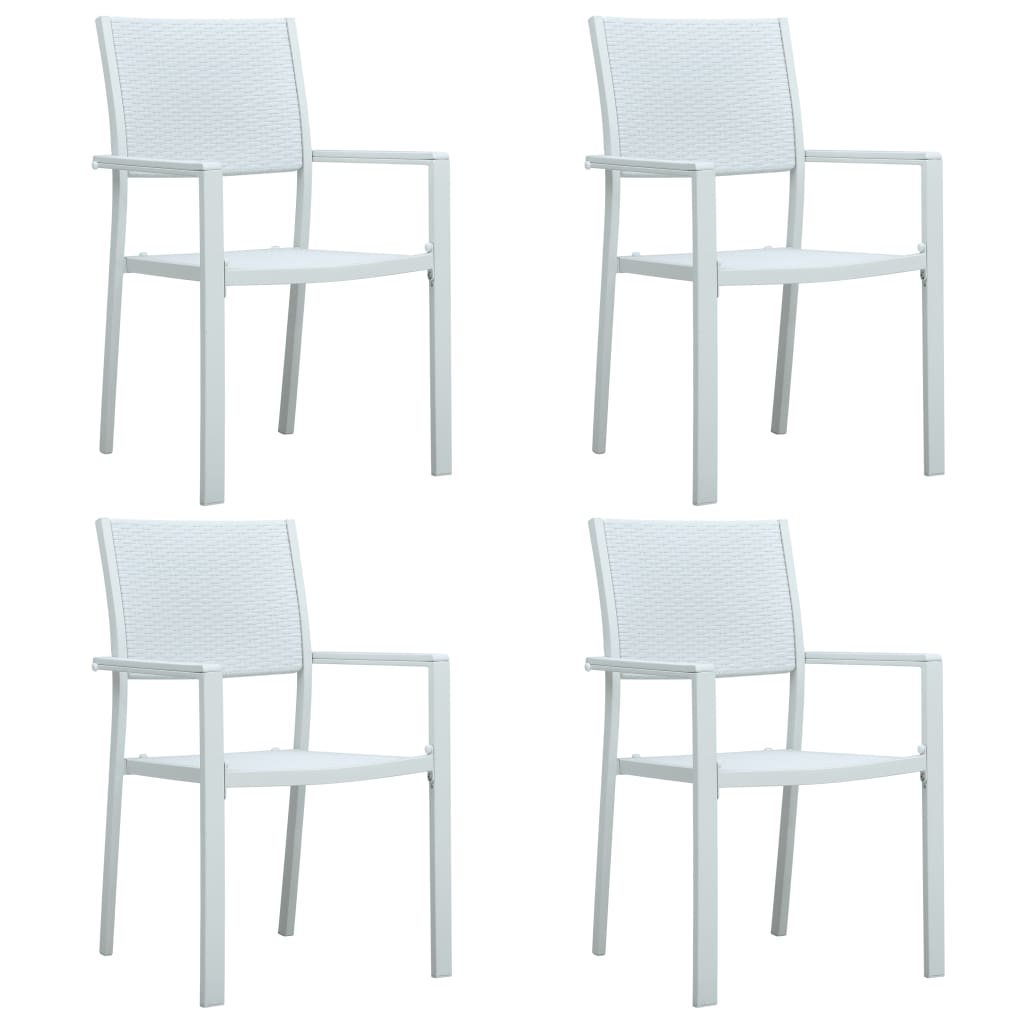 Garden Chair | Set of 4 | White | Plastic | Standard | Light Weight