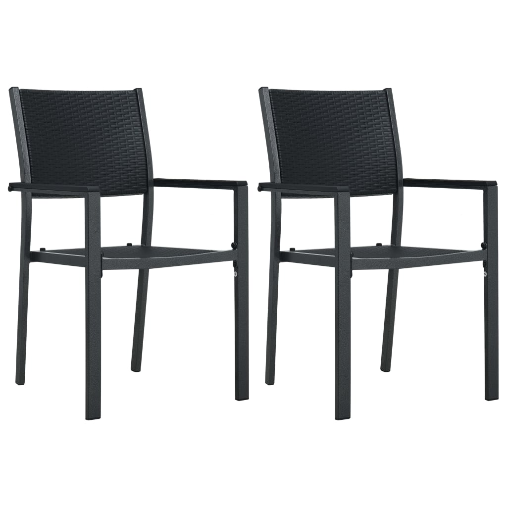 Garden Chair | Set of 2 | Black | Plastic and steel | Standard