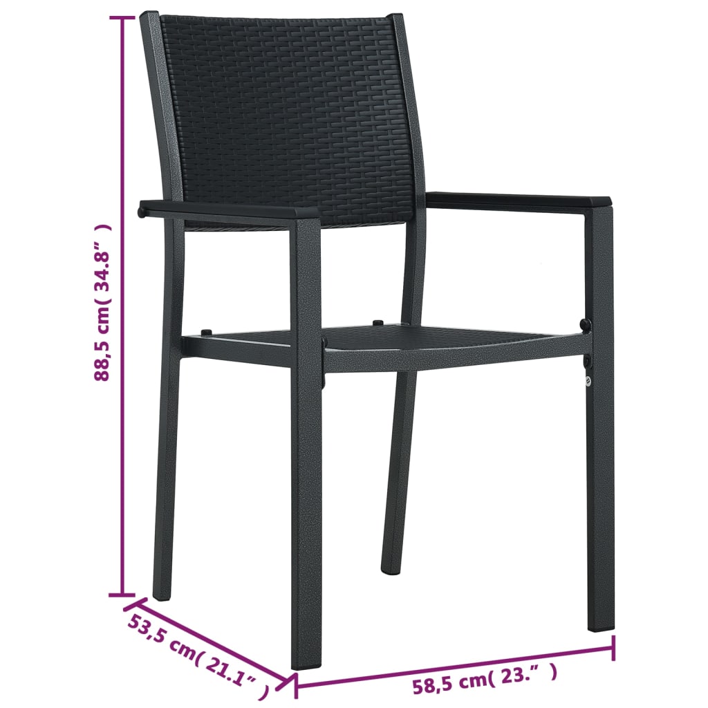 Garden Chair | Set of 2 | Black | Plastic and steel | Standard