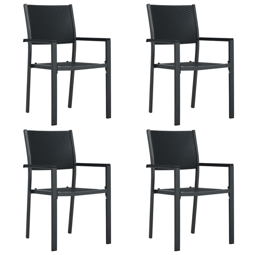 Garden Chair | Set of 4 | Black | Plastic, Steel | Standard | Lightweight