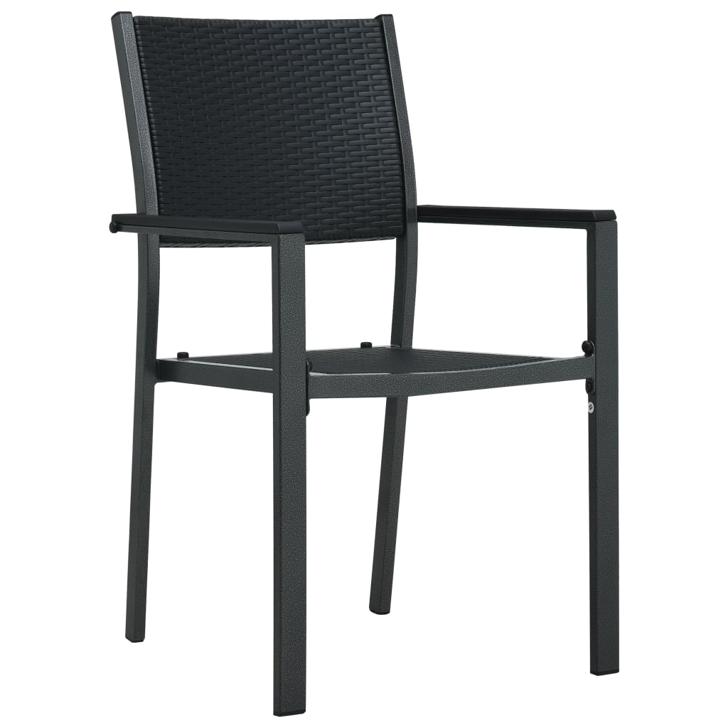 Garden Chair | Set of 4 | Black | Plastic, Steel | Standard | Lightweight