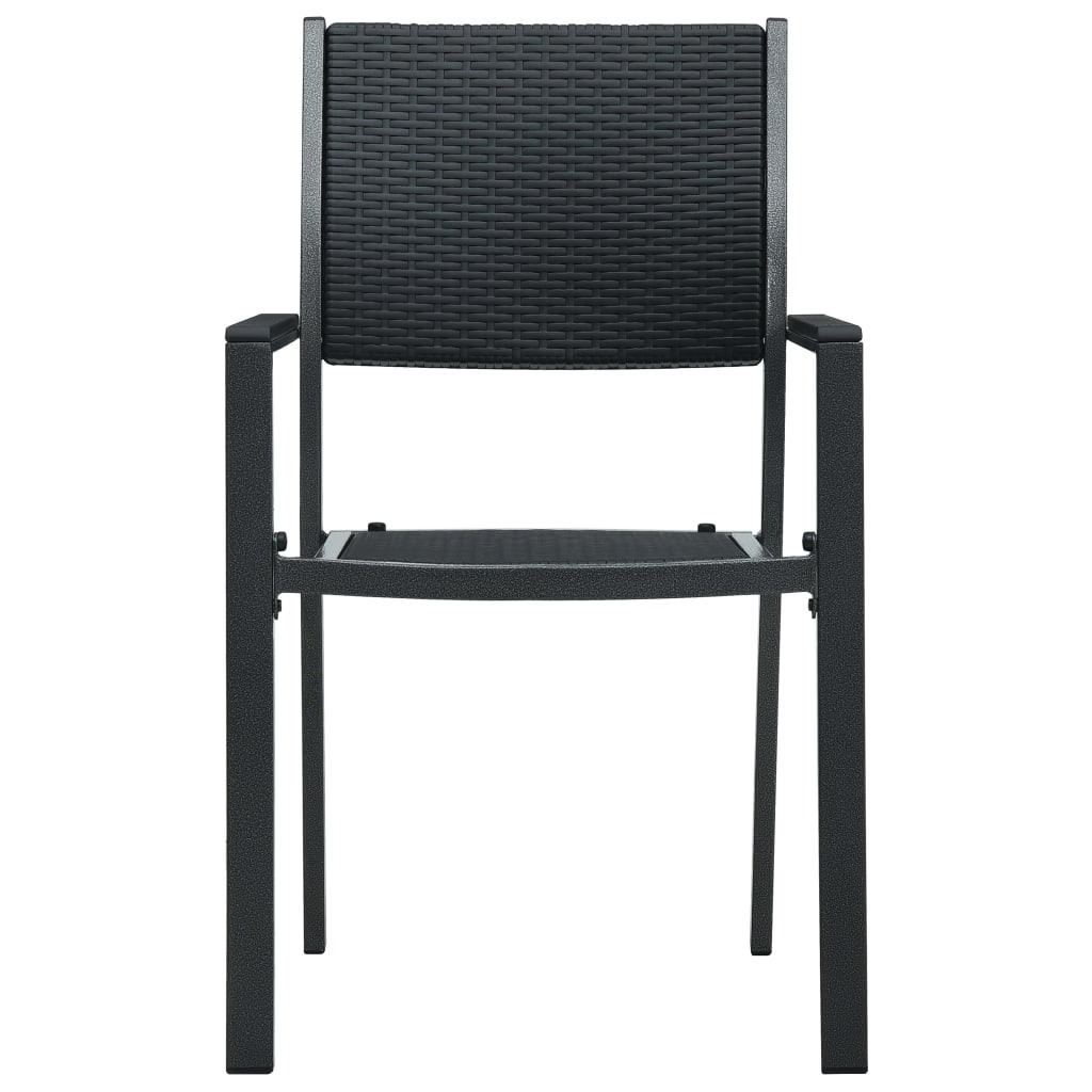 Garden Chair | Set of 4 | Black | Plastic, Steel | Standard | Lightweight