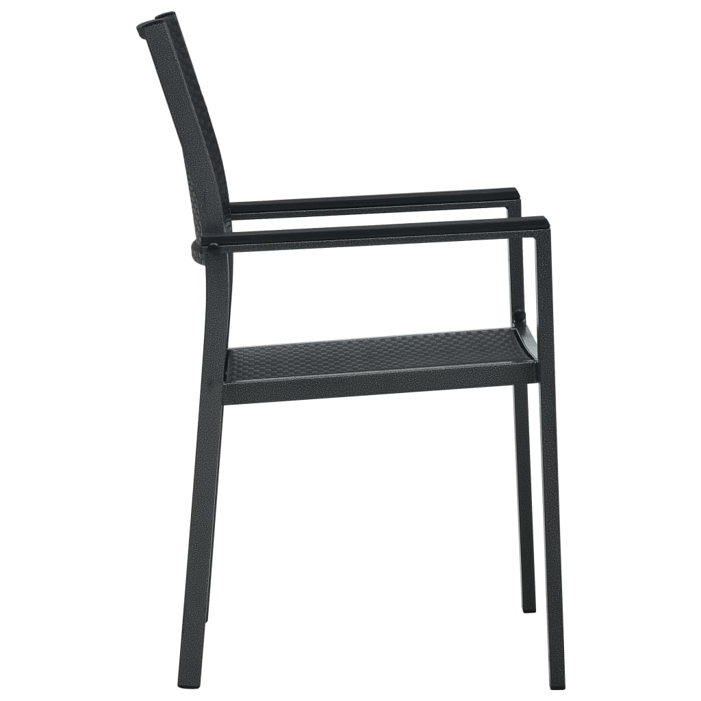 Garden Chair | Set of 4 | Black | Plastic, Steel | Standard | Lightweight