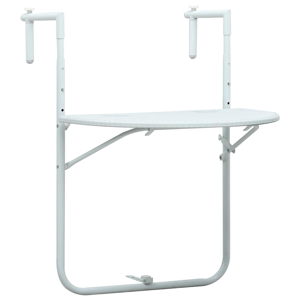 47893 vidaXL Hanging Balcony Table White 60x64x83,5 cm Plastic Rattan Look