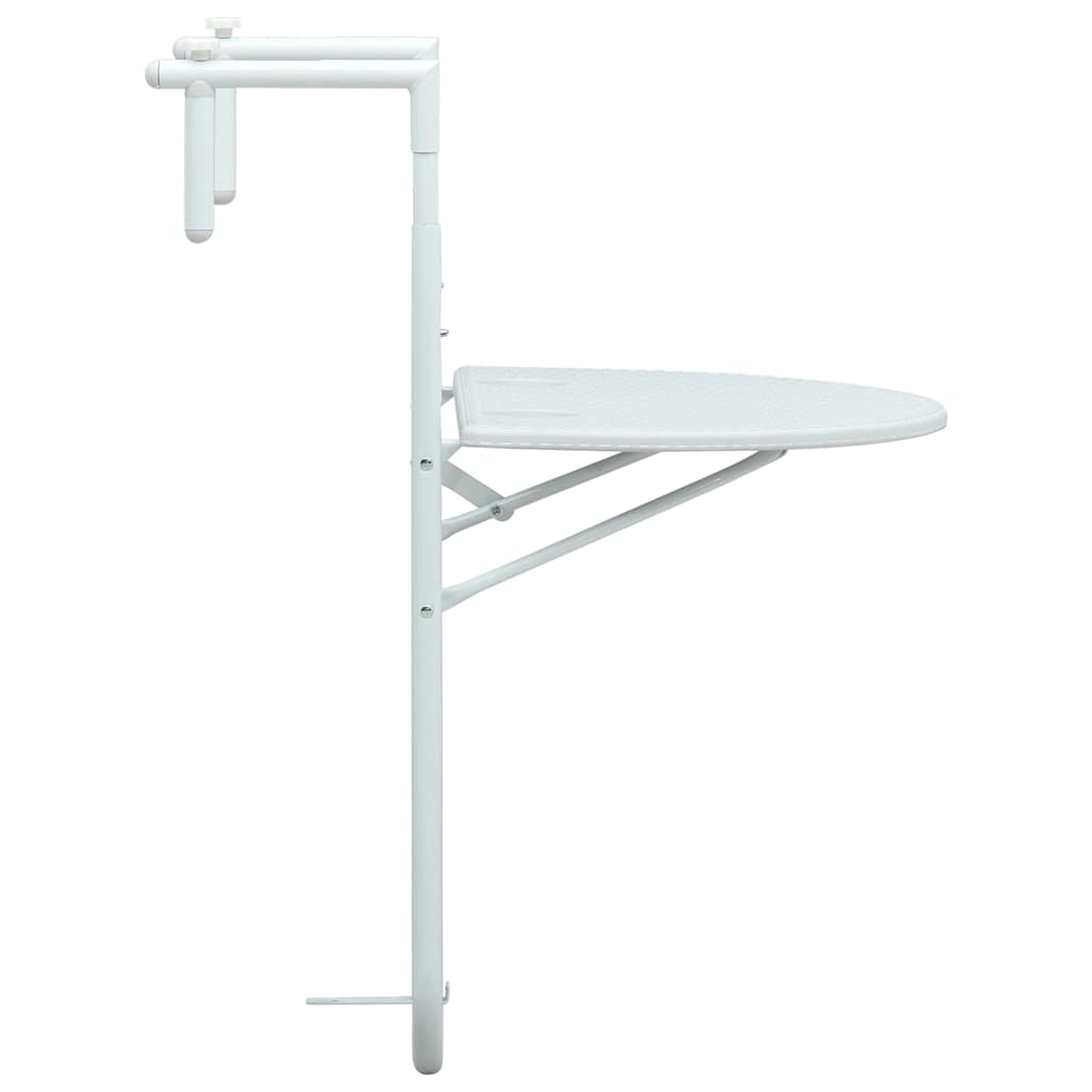 47893 vidaXL Hanging Balcony Table White 60x64x83,5 cm Plastic Rattan Look