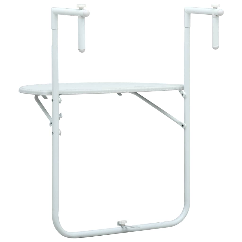 47893 vidaXL Hanging Balcony Table White 60x64x83,5 cm Plastic Rattan Look
