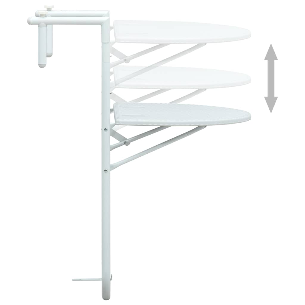 47893 vidaXL Hanging Balcony Table White 60x64x83,5 cm Plastic Rattan Look