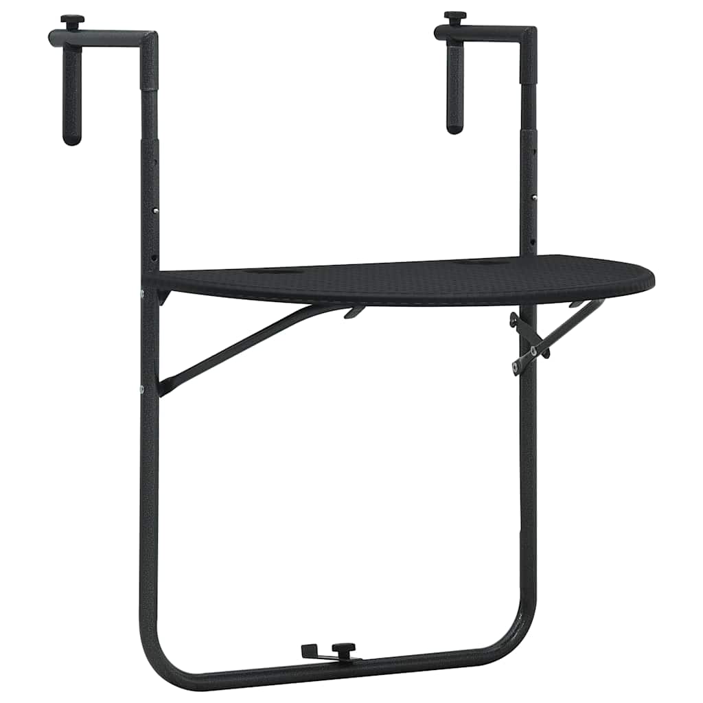 47894 vidaXL Hanging Balcony Table Black 60x64x83,5 cm Plastic Rattan Look