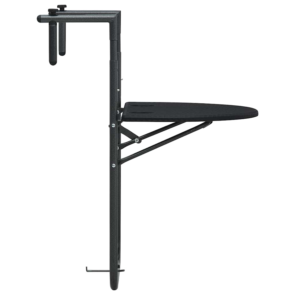 47894 vidaXL Hanging Balcony Table Black 60x64x83,5 cm Plastic Rattan Look