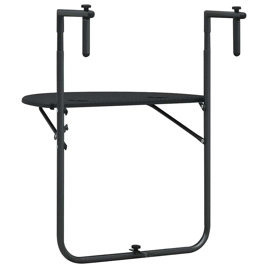 47894 vidaXL Hanging Balcony Table Black 60x64x83,5 cm Plastic Rattan Look