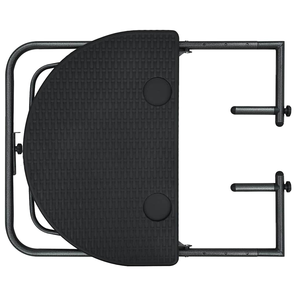 47894 vidaXL Hanging Balcony Table Black 60x64x83,5 cm Plastic Rattan Look