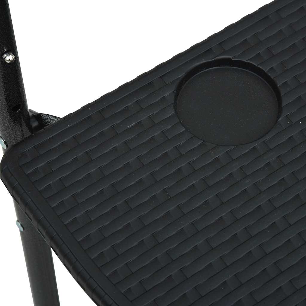 47894 vidaXL Hanging Balcony Table Black 60x64x83,5 cm Plastic Rattan Look